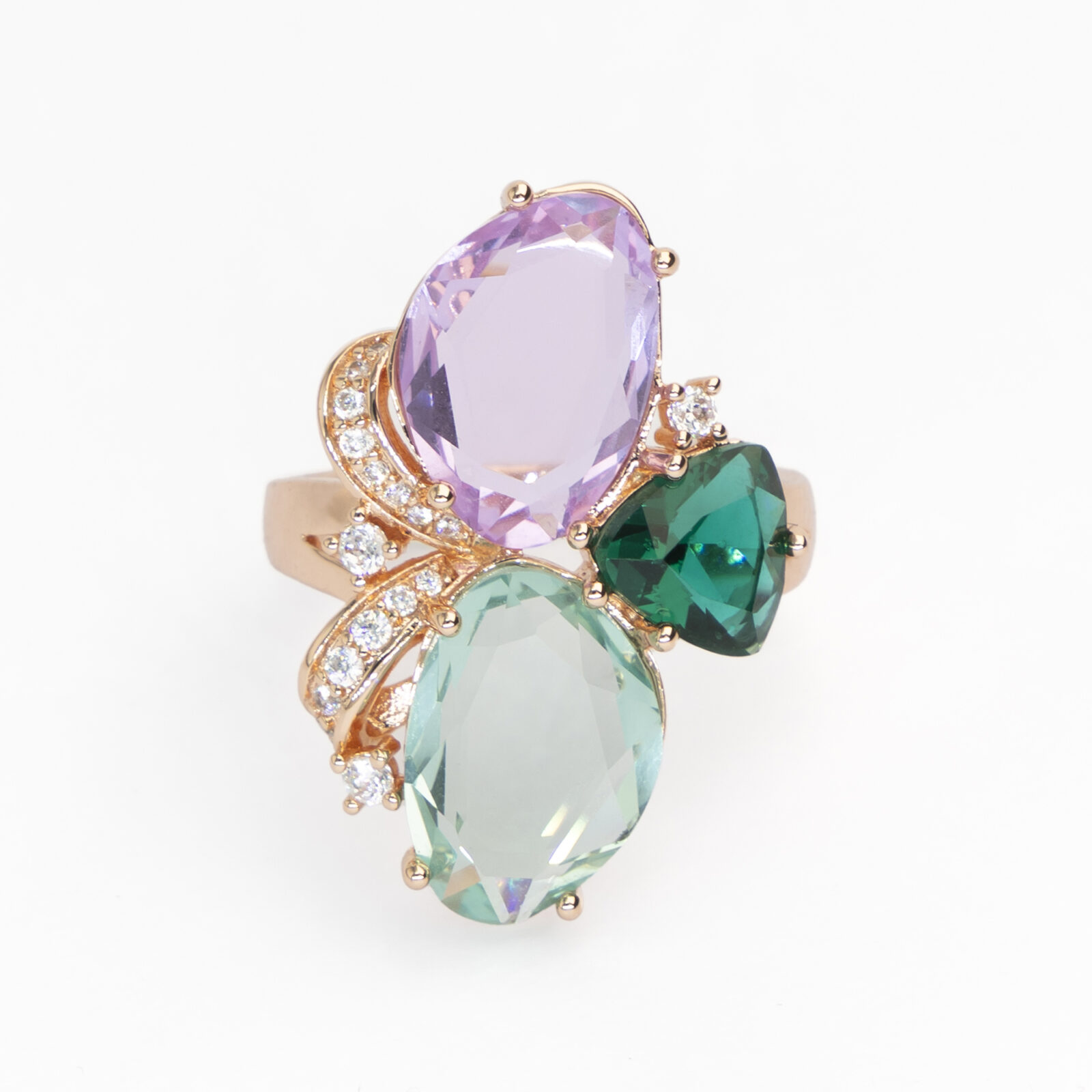 Trīs kristālu gredzens “Polychrome”