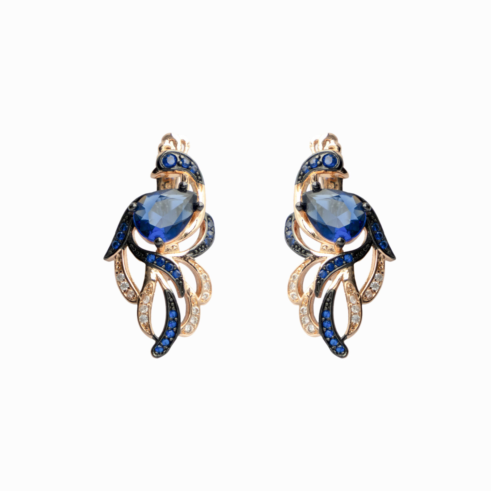 Apzeltīti auskari ar kristālu ”Grue”