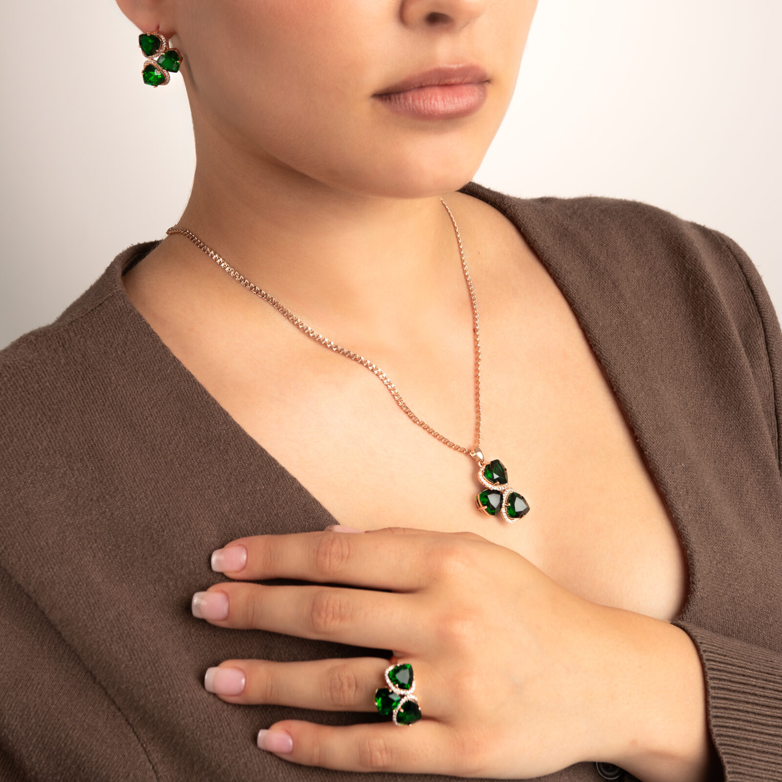 Apzeltīts kristālu komplekts “Trèfle”